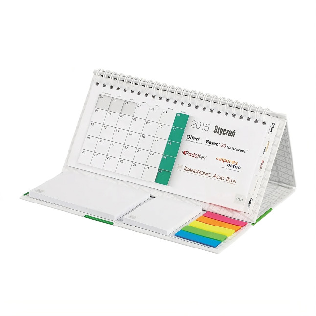 Kalendarz Biurkowy Piramidka na spirali z notesami samoprzylepnymi i indeksami CPO-708