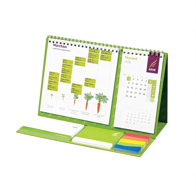 Kalendarz Biurkowy Piramidka na spirali z notesami samoprzylepnymi i indeksami CPO-714