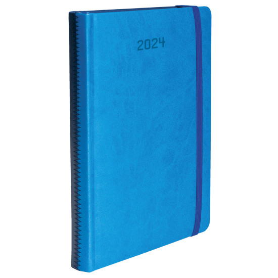 Kalendarz książkowy A4 dzienny Ziggo z gumką łączona Niebieski + Granatowy