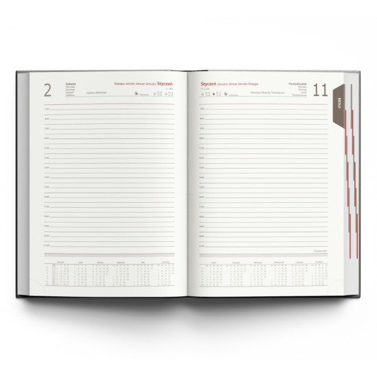 Kalendarz książkowy A4 dzienny 416 stron Nebraska Brąz