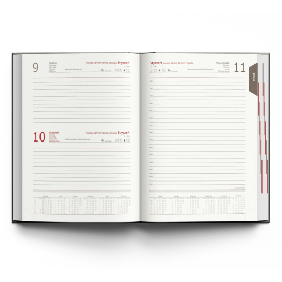 Kalendarz książkowy A4 dzienny Acero Jasny Brąz