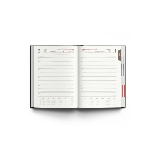Kalendarz książkowy A5 dzienny 416 stron Nebraska Niebieski Jas