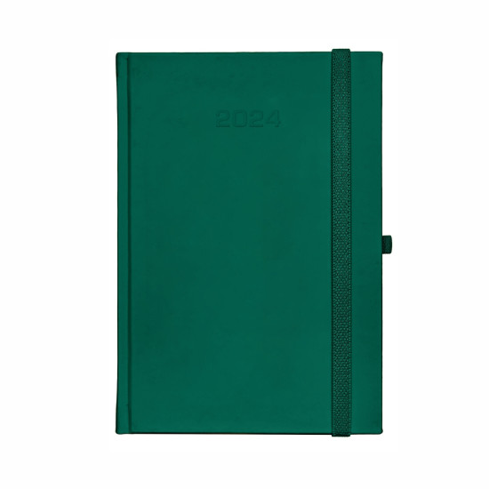 Kalendarz książkowy A5 dzienny Vellutino z gumką Zielony
