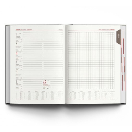 Kalendarz książkowy A5 tygodniowo-notesowy Nebraska Czarny