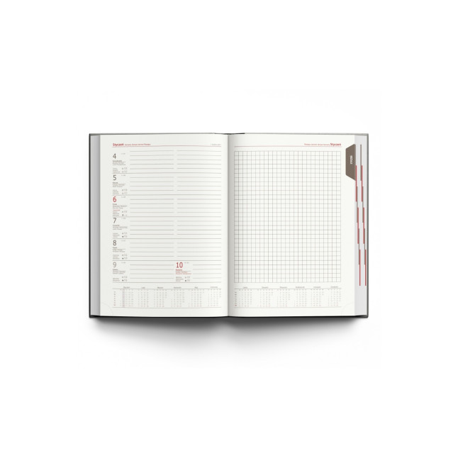 Kalendarz książkowy A5 tygodniowo-notesowy Nebraska Grafitowy