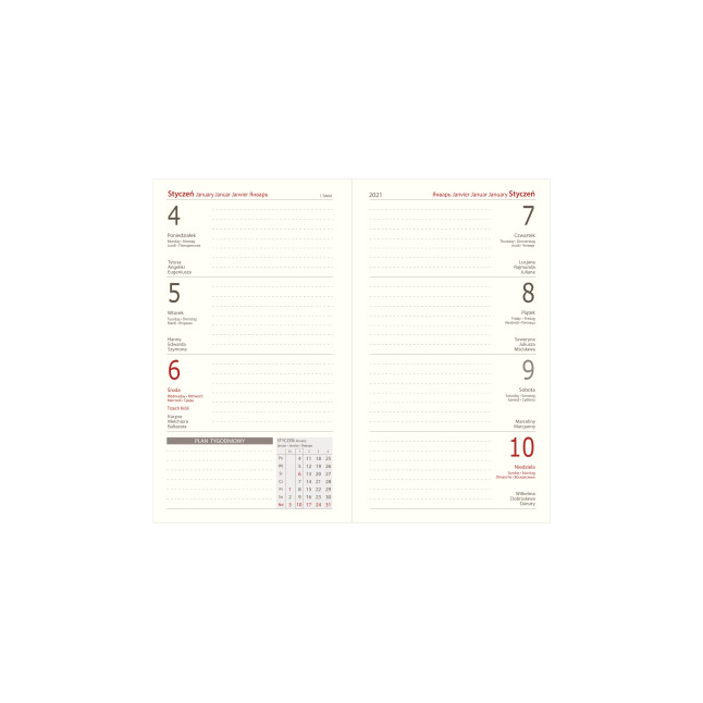 Kalendarz książkowy A6 tygodniowy Vivella Bordo