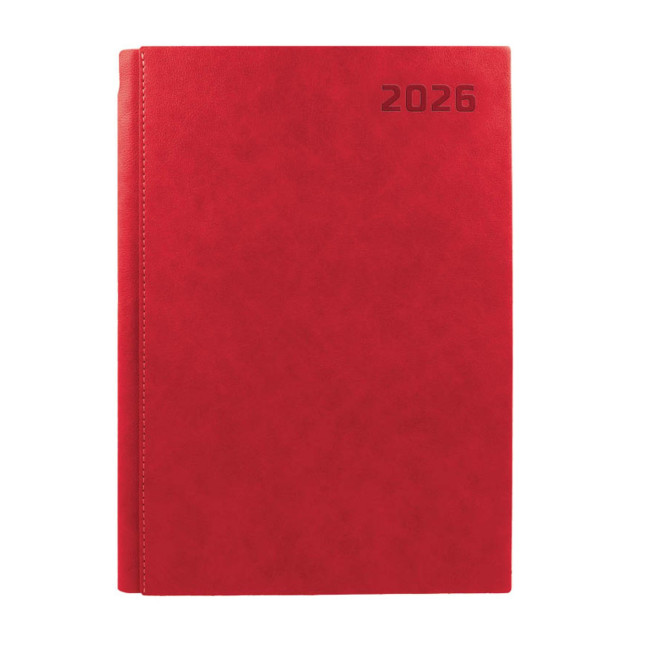 Kalendarz książkowy A4 dzienny 416 stron Manhatan Czerwony