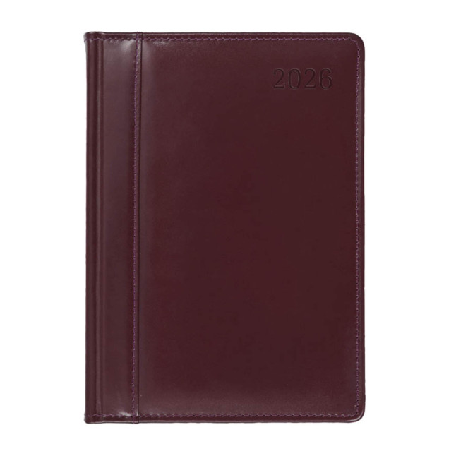Kalendarz książkowy A4 dzienny Skóra Bordowy