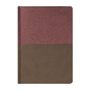 Kalendarz książkowy A4 tygodniowo-notesowy Luna Bordowy + Brązowy Kalendarz książkowy A4 tygodniowo-notesowy Luna Bordowy + Brązowy