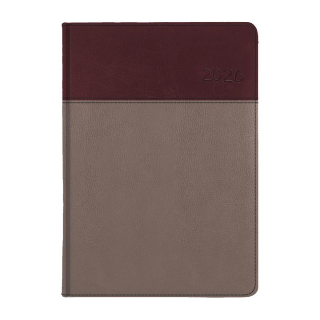 Kalendarz książkowy A5 dzienny Combo Szary + Czerwony