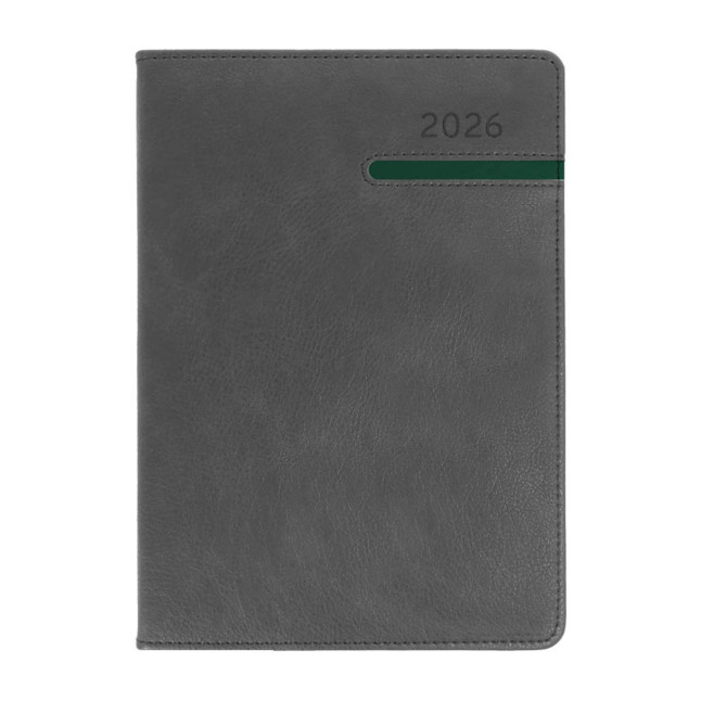 Kalendarz książkowy A5 dzienny Combo wstawka poziom Ciemno Zielony + Żółty