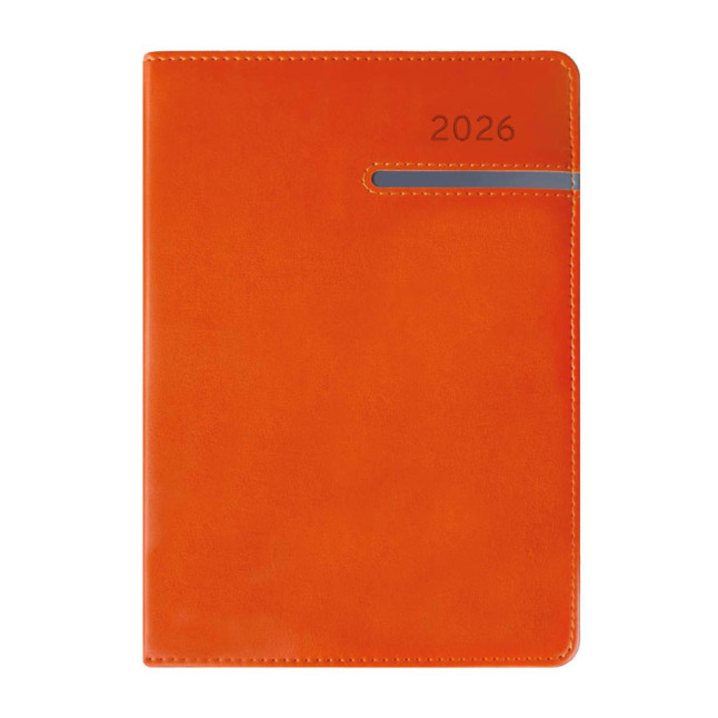 Kalendarz książkowy A5 dzienny Combo wstawka poziom Granat + Pomarańczowy