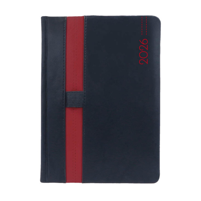 Kalendarz książkowy A5 dzienny Loopen Czarny + Czerwony