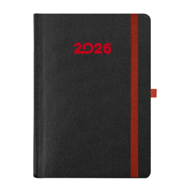 Kalendarz książkowy A5 dzienny Magic Laser z gumką Czarny + Czerwony Kalendarz książkowy A5 dzienny Magic Laser z gumką Czarny + Czerwony