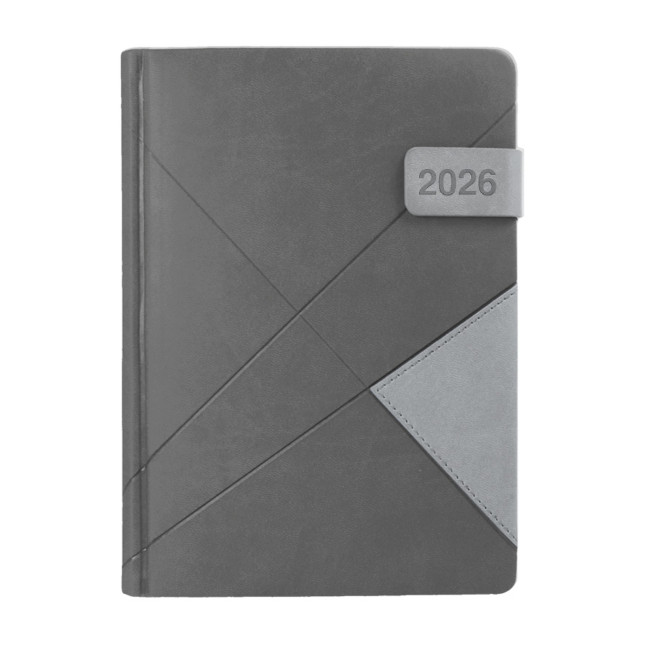 Kalendarz książkowy A5 dzienny Magneto z zamknięciem magnetycznym Niebieski + Szary