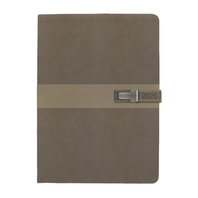 Kalendarz książkowy A5 dzienny Magneto z zamknięciem magnetycznym Brązowy