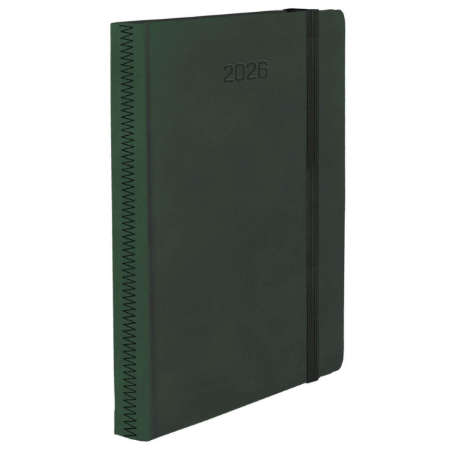 Kalendarz książkowy A5 dzienny Ziggo z gumką pion Szary