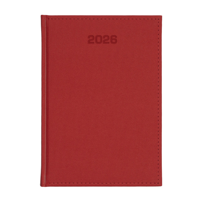 Kalendarz książkowy A4 dzienny Denim Czerwony