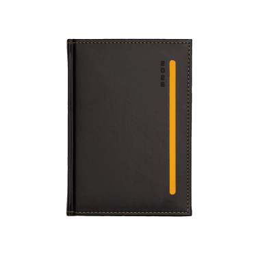 Kalendarz książkowy A5 dzienny LINIA PIONOWA Czarny + Zółty