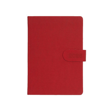 Kalendarz książkowy A5 dzienny MAGNES Czerwony z zapięciem magnetycznym