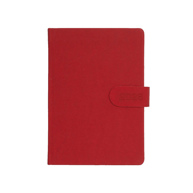 Kalendarz książkowy A5 dzienny MAGNES Czerwony z zapięciem magnetycznym