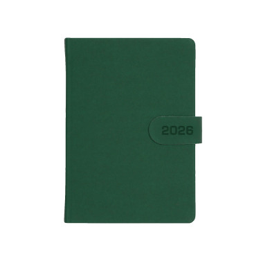 Kalendarz książkowy A5 dzienny MAGNES Zielony z zapięciem magnetycznym