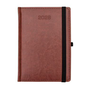 Kalendarz książkowy A5 dzienny Nebraska z gumką Brązowy