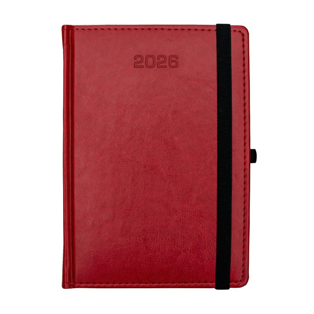 Kalendarz książkowy A5 dzienny Nebraska z gumką Czerwony