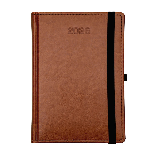 Kalendarz książkowy A5 dzienny Nebraska z gumką Jasny Brąz