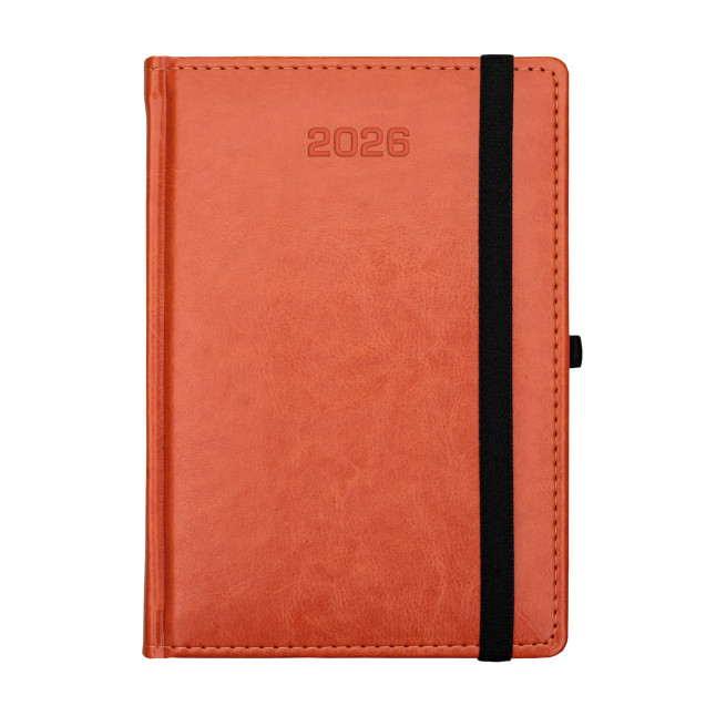 Kalendarz książkowy A5 dzienny Nebraska z gumką Pomarańczowy