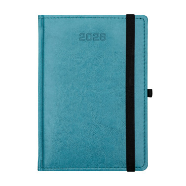 Kalendarz książkowy A5 dzienny Nebraska z gumką Turkusowy