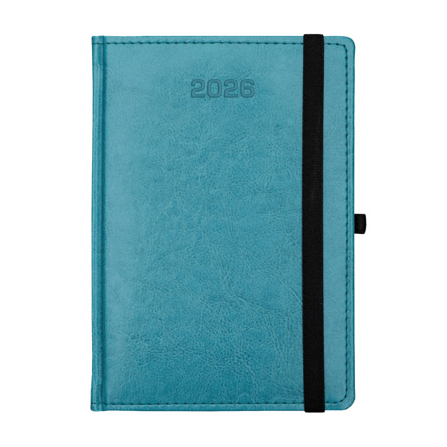 Kalendarz książkowy A5 dzienny Nebraska z gumką Turkusowy