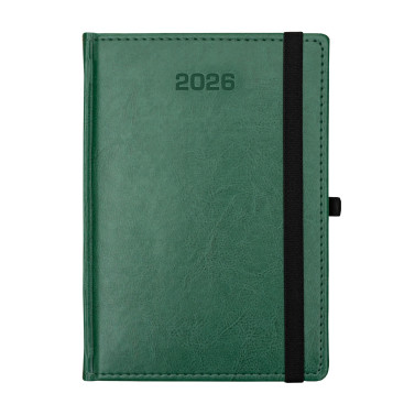 Kalendarz książkowy A5 dzienny Nebraska z gumką Zielony