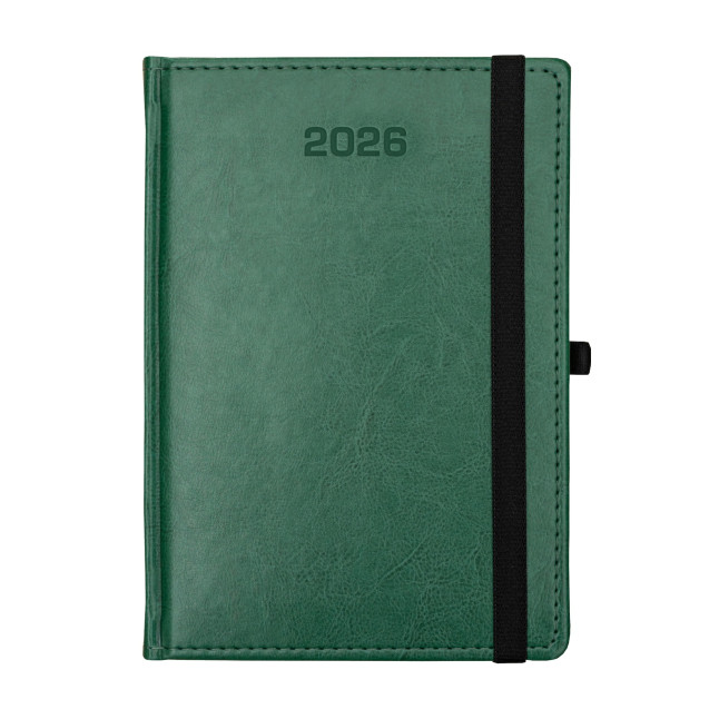 Kalendarz książkowy A5 dzienny Nebraska z gumką Zielony