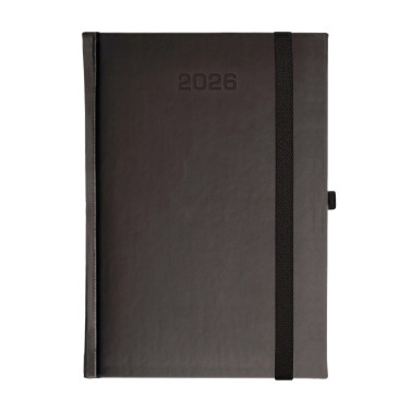 Kalendarz książkowy A5 dzienny Porcellana z gumką Czarny