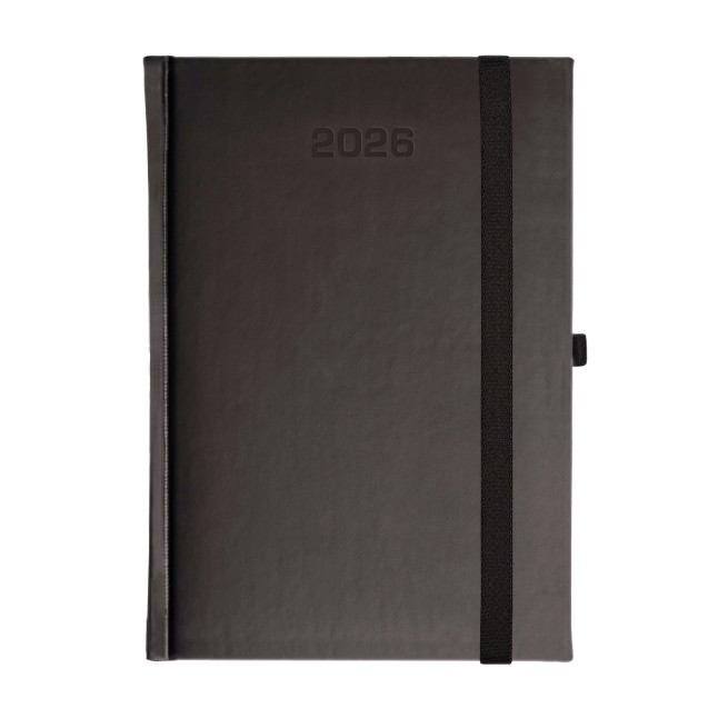 Kalendarz książkowy A5 dzienny Porcellana z gumką Czarny