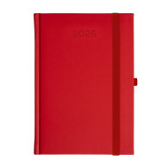 Kalendarz książkowy A5 dzienny Porcellana z gumką Czerwony