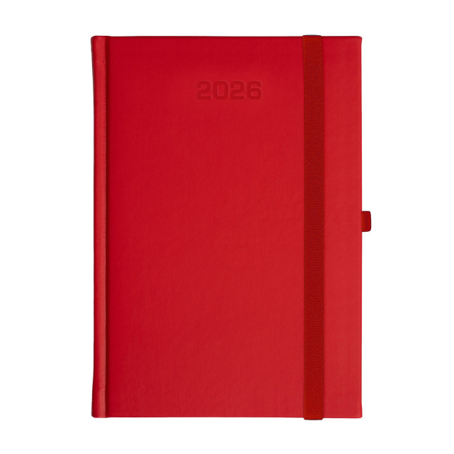 Kalendarz książkowy A5 dzienny Porcellana z gumką Czerwony