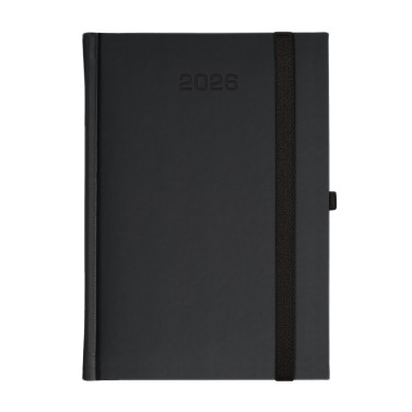 Kalendarz książkowy A5 dzienny Porcellana z gumką Grafitowy