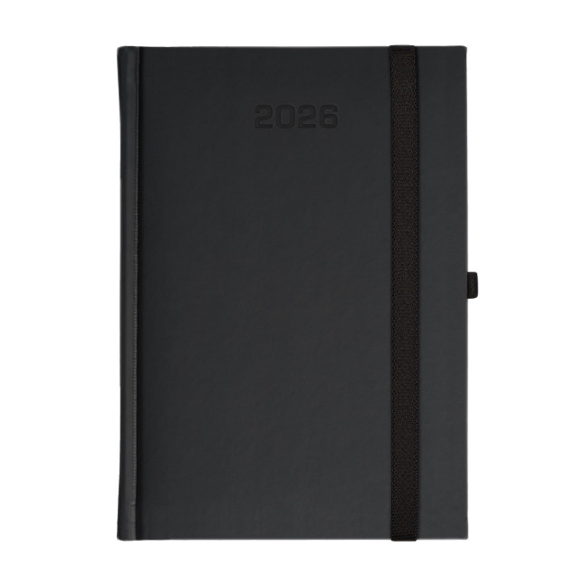 Kalendarz książkowy A5 dzienny Porcellana z gumką Grafit