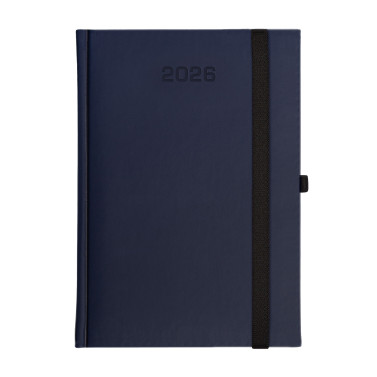 Kalendarz książkowy A5 dzienny Porcellana z gumką Granatowy