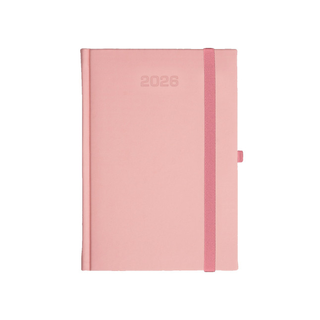 Kalendarz książkowy A5 dzienny Porcellana z gumką Jasnoróżowy
