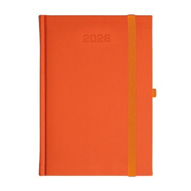 Kalendarz książkowy A5 dzienny Porcellana z gumką Pomarańczowy
