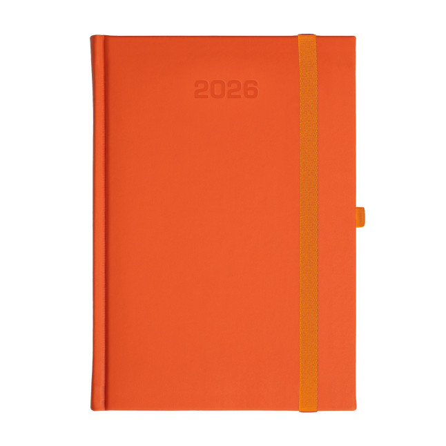 Kalendarz książkowy A5 dzienny Porcellana z gumką Pomarańczowy