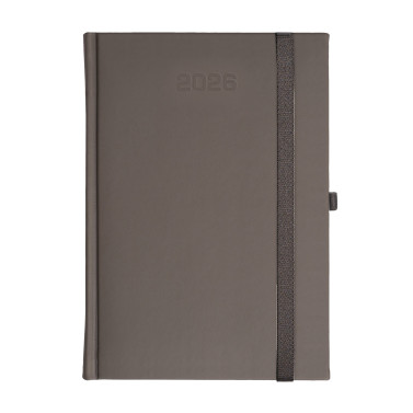 Kalendarz książkowy A5 dzienny Porcellana z gumką Szary