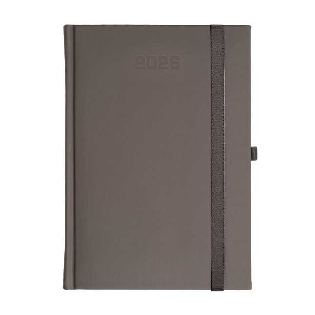 Kalendarz książkowy A5 dzienny Porcellana z gumką Szary