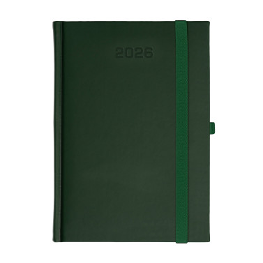 Kalendarz książkowy A5 dzienny Porcellana z gumką Zielony