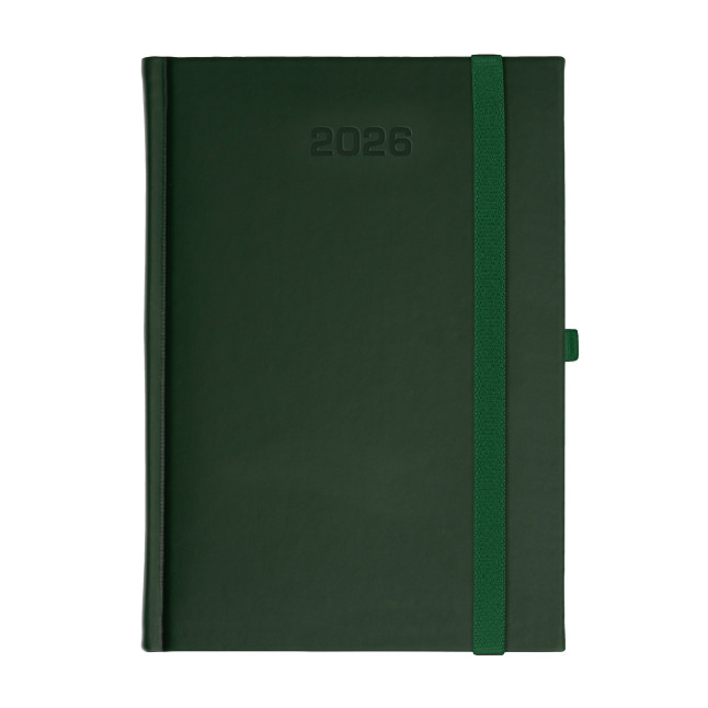 Kalendarz książkowy A5 dzienny Porcellana z gumką Zielony
