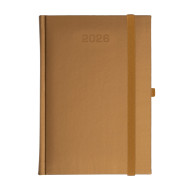 Kalendarz książkowy A5 dzienny Porcellana z gumką Złoty