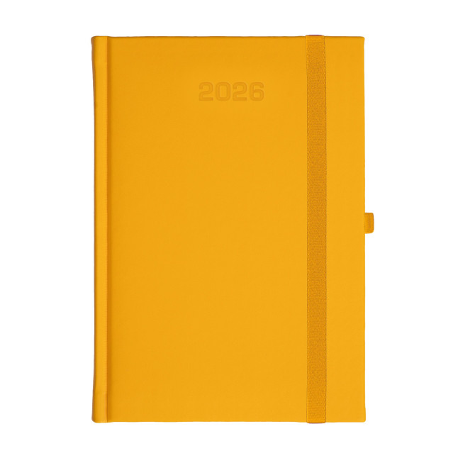 Kalendarz książkowy A5 dzienny Porcellana z gumką Zółty